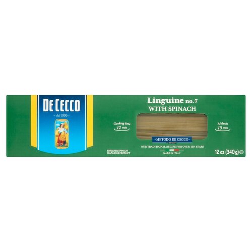 De Cecco Linguine No. 7 with Spinach Pasta, 12 oz