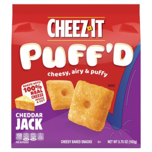 Cheez-It Puff'd Cheddar Jack Cheesy Baked Snacks, 5.75 oz