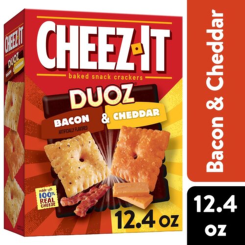 Cheez-It Duoz Bacon & Cheddar Baked Snack Crackers, 12.4 oz