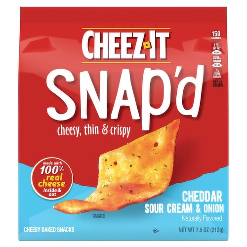 Cheez-It Snap'd Cheddar Sour Cream & Onion Cheesy Baked Snacks, 7.5 oz ...