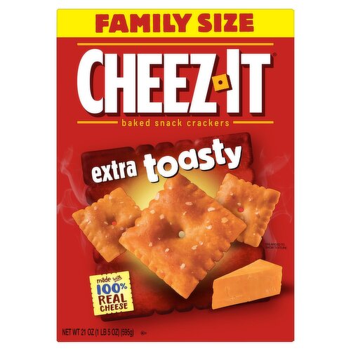 Cheez-It Extra Toasty Baked Snack Crackers Family Size, 21 oz