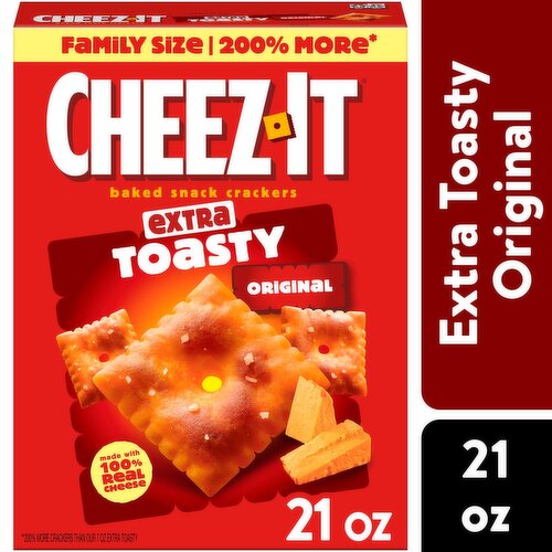 Cheez-It Extra Toasty Baked Snack Crackers Family Size, 21 oz