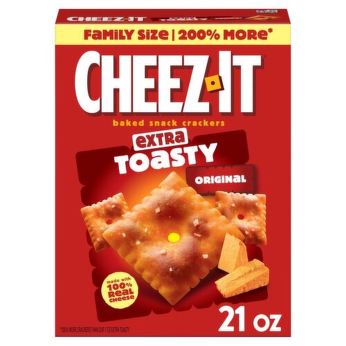Cheez-It Original Extra Toasty Baked Snack Crackers Family Size, 21 oz