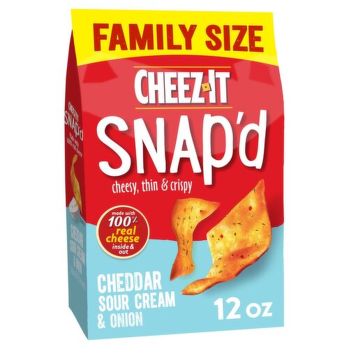 Cheez-It Snap'd Cheddar Sour Cream & Onion Cheesy Baked Snacks Family Size, 12 oz