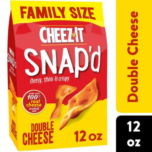 Cheez-It Snap'd Double Cheese Cheesy Baked Snacks Family Size, 12 oz