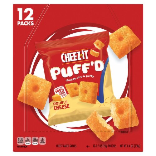 Cheez-It Puff'd Double Cheese Cheesy Baked Snacks, 0.7 oz, 12 count