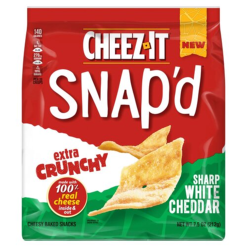 Cheez-It Snap'd Sharp White Cheddar Cheesy Baked Snacks, 7.5 oz