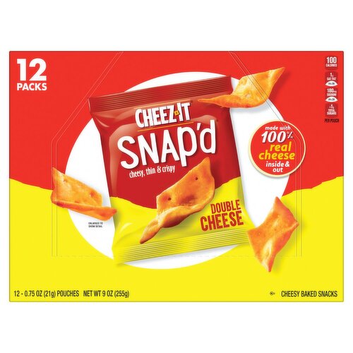 Cheez-It Snap'd Double Cheese Cheesy Baked Snacks, 0.75 oz, 12 count