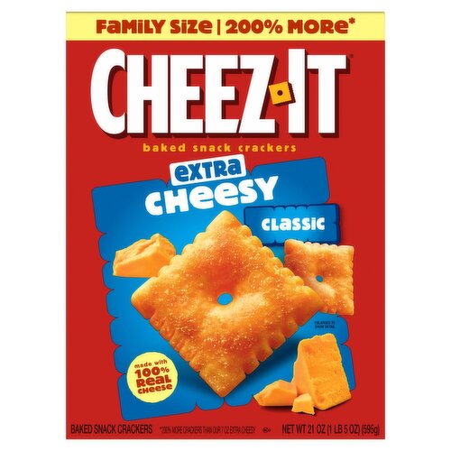 Cheez-It Extra Cheesy Classic Baked Snack Crackers Family Size, 21 oz