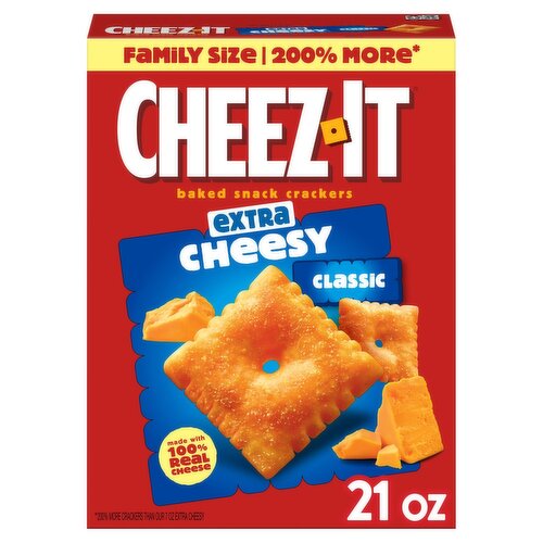 Cheez-It Extra Cheesy Classic Baked Snack Crackers Family Size, 21 oz