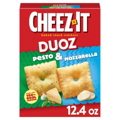 Cheez-It Duoz Pesto & Mozzarella Baked Snack Crackers, 12.4 oz