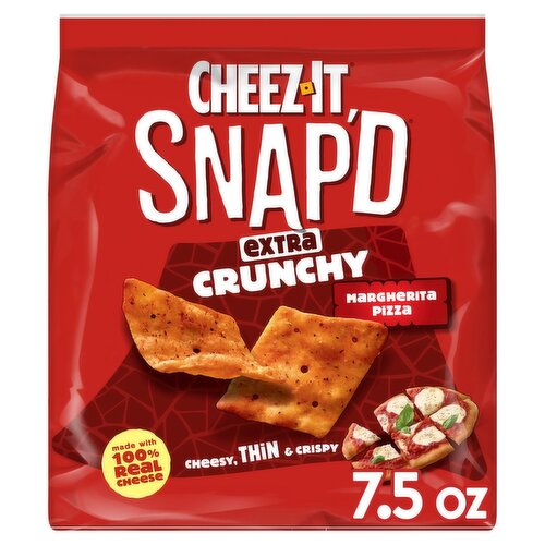Cheez-It Snap'd Extra Crunchy Margherita Pizza Cheesy Baked Snacks, 7.5 oz