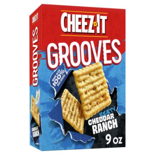 Cheez-It Grooves Zesty Cheddar Ranch Crunchy Snack Crackers Pantry Size, 9 oz