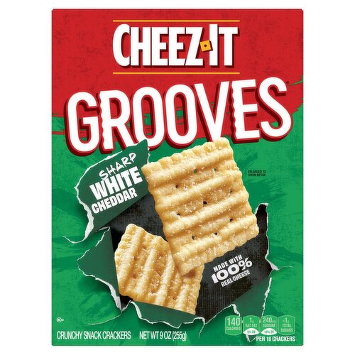 Cheez-It Grooves Sharp White Cheddar Crunchy Snack Crackers, 9 oz