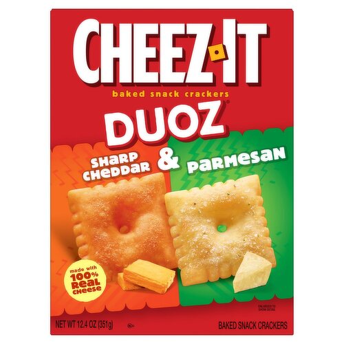 Cheez-It Duoz Sharp Cheddar & Parmesan Baked Snack Crackers, 12.4 oz