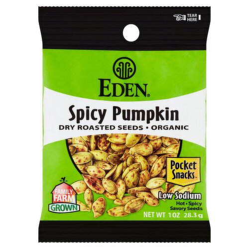 Eden Organic Dry Roasted Spicy Pumpkin Seeds, 1 oz