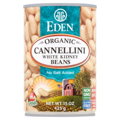 Eden Organic No Salt Added Cannellini White Kidney Beans, 15 oz