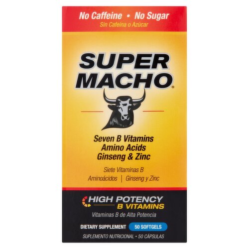 Super Macho High Potency B Vitamins Dietary Supplement, 50 count