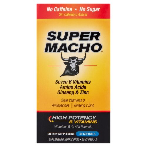 Super Macho High Potency B Vitamins Dietary Supplement, 50 count