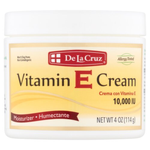 De La Cruz Vitamin E Cream Moisturizer, 10,000 IU, 4 oz