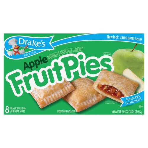 Drake's Apple Fruit Pies, 8 count, 1 lb 2.04 oz