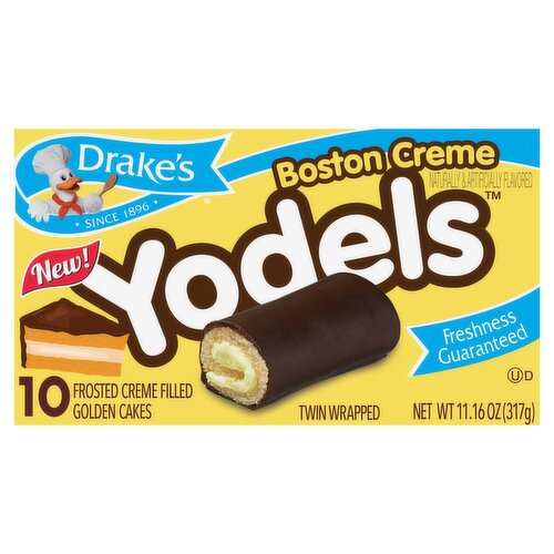 Drake's Yodels Boston Creme Frosted Creme Filled Golden Cakes, 10 count, 11.16 oz