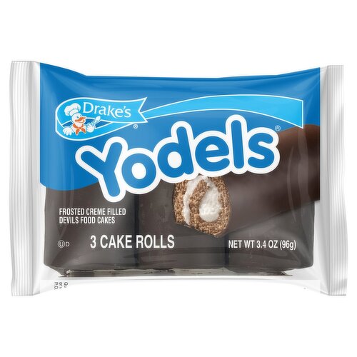 Drake's Yodels Frosted Creme Filled Devils Food Cakes, 3 count, 3.4 oz