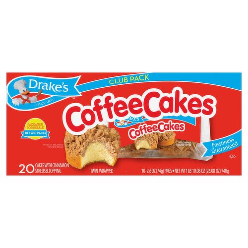Drake's Coffee Cakes with Cinnamon Streusel Topping Club Pack, 2.6 oz, 10 count