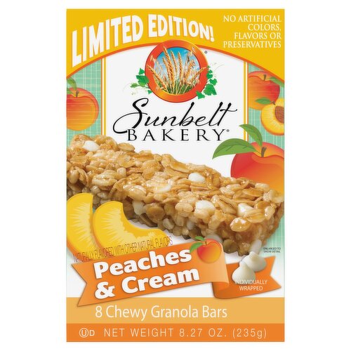 Sunbelt Bakery Peaches & Cream Chewy Granola Bars Limited Edition!, 8 count, 8.27 oz