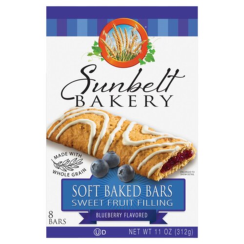 Sunbelt Bakery Blueberry Flavored Sweet Fruit Filling Soft Baked Bars, 11 oz, 8 count