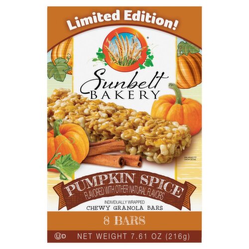 Sunbelt Bakery Pumpkin Spice Chewy Granola Bars Limited Edition!, 8 count, 7.61 oz