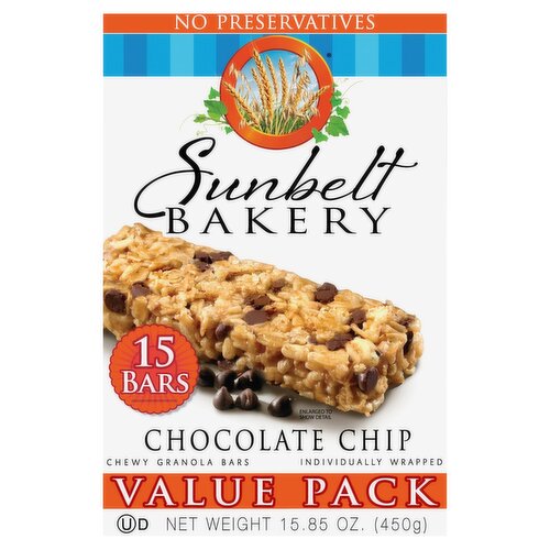 Sunbelt Bakery Chocolate Chip Chewy Granola Bars Value Pack, 15 count, 15.85 oz