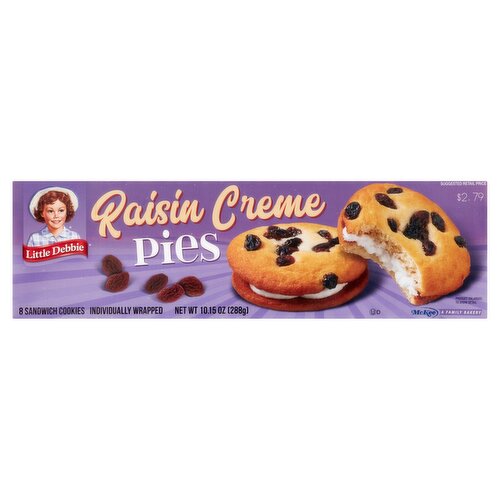 Little Debbie Raisin Creme Pies Sandwich Cookies, 8 count, 10.15 oz