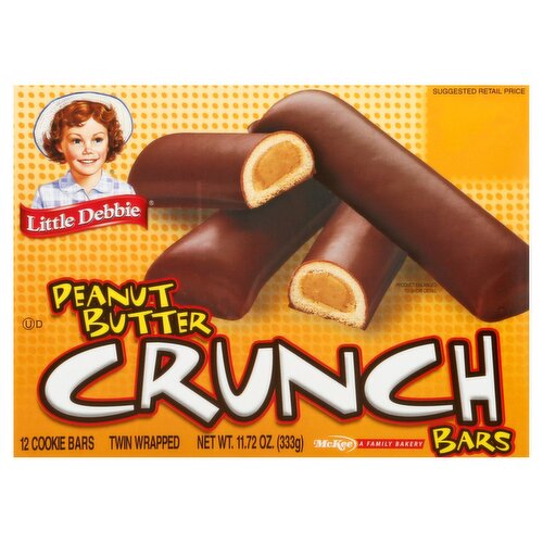 McKee Foods Little Debbie Peanut Butter Crunch Cookie Bars, 12 count, 11.72 oz