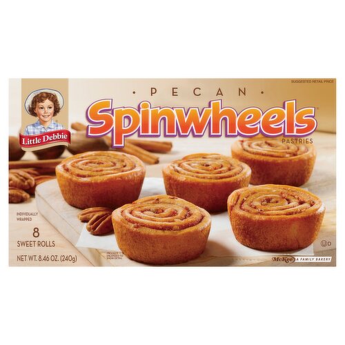 Little Debbie Spinwheels Pastries Pecan Sweet Rolls, 8 count, 8.46 oz