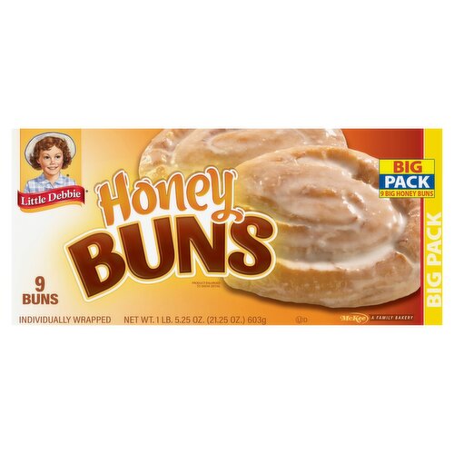 McKee Little Debbie Honey Buns Big Pack, 9 count, 1 lb 5.25 oz