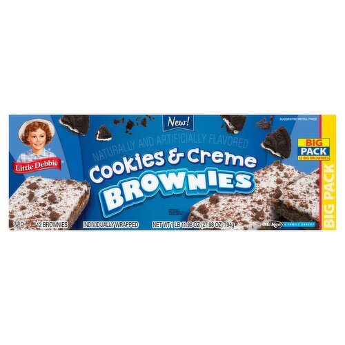 McKee Little Debbie Cookie & Creme Brownies Big Pack, 12 count, 11.98 oz