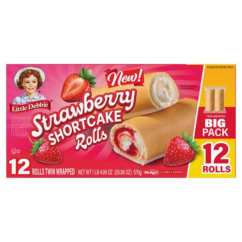Little Debbie Strawberry Shortcake Twin Wrapped Rolls Big Pack, 12 count, 20.08 oz