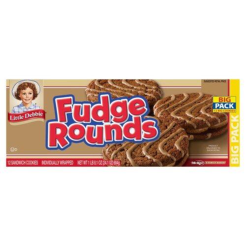 McKee Little Debbie Fudge Rounds Sandwich Cookies Big Pack, 12 count, 1 lb 8.1 oz