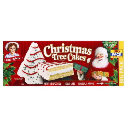 McKee Little Debbie Christmas Tree Snack Cakes Big Pack, 6 count, 1.97 oz