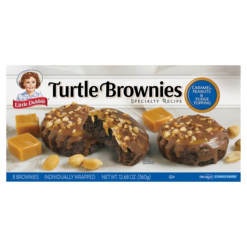 McKee Little Debbie Caramel, Peanuts & Fudge Topping Turtle Brownies, 8 count, 12.68 oz