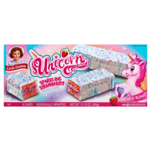 Little Debbie Sparkling Strawberry Unicorn Cakes, 8 count, 12.15 oz