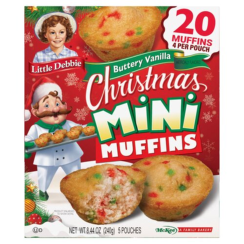 McKee Little Debbie Buttery Vanilla Christmas Mini Muffins, 20 count, 8.44 oz