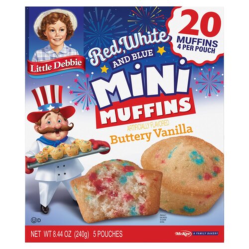 Little Debbie Red, White and Blue Mini Buttery Vanilla Muffins, 20 count, 8.44 oz