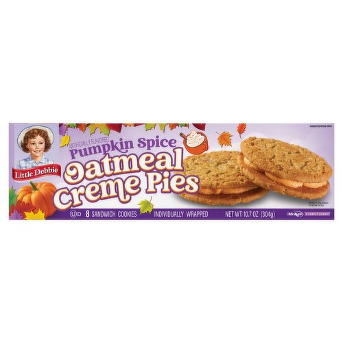 Little Debbie Pumpkin Spice Oatmeal Creme Pies Sandwich Cookies, 8 count, 10.7 oz