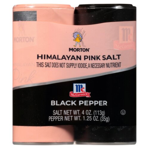 Morton Himalayan Pink Salt and McCormick Black Pepper, 2 count