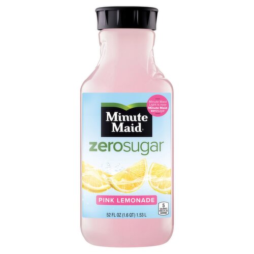 Minute Maid Zero Sugar Pink Lemonade Bottle, 52 fl oz