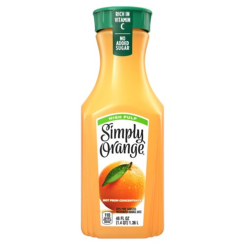Simply No Added Sugar High Pulp Orange Juice, 46 fl oz
