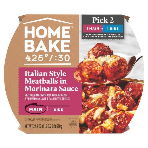 Home Bake 425°/:30 Main Italian Style Meatballs in Marinara Sauce, 22.2 oz