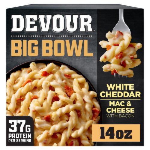 Devour Big Bowl White Cheddar Mac & Cheese with Bacon, 14 oz